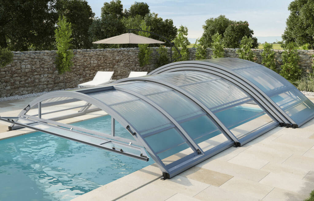 Abri de piscine Athos avec les options disponibles